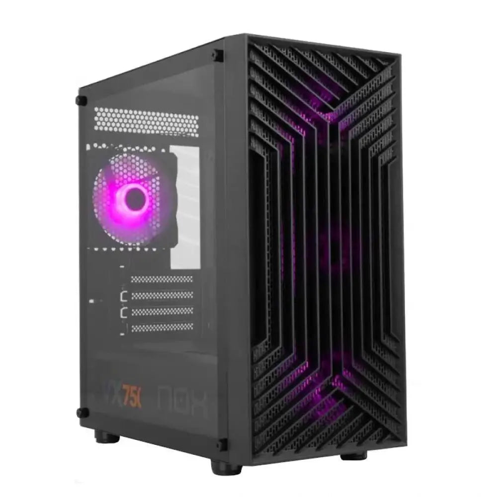 Caja micro-ATX NOX Infinity Epsilon RGB para torre y microtorre, con iluminación RGB y diseño elegante.
