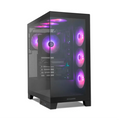 Chasis PC NOX Hummer Glock negro de tamaño medio con diseño robusto y ventilación eficiente, ideal para montaje de PC gaming.