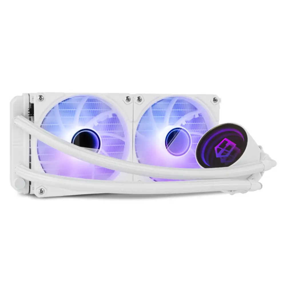 Ventilador de sistema de refrigeración líquida todo en uno NOX Hummer M-240 ARGB, 12 cm, color blanco, para procesador.