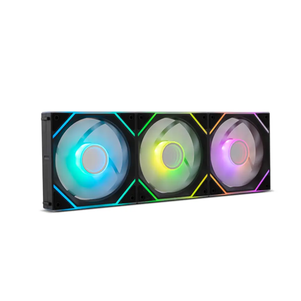 Kit de 3 ventiladores NOX Hummer Pro Link de 12 cm, refrigeración con iluminación ARGB en color negro para ordenadores.