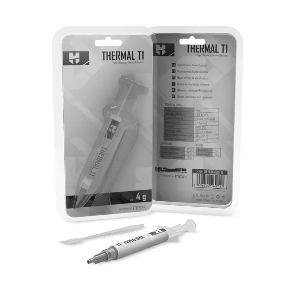 Pasta térmica NOX Hummer Thermal T1 de 4g para refrigeración, envase con pasta en tubo para mejorar la disipación de calor.