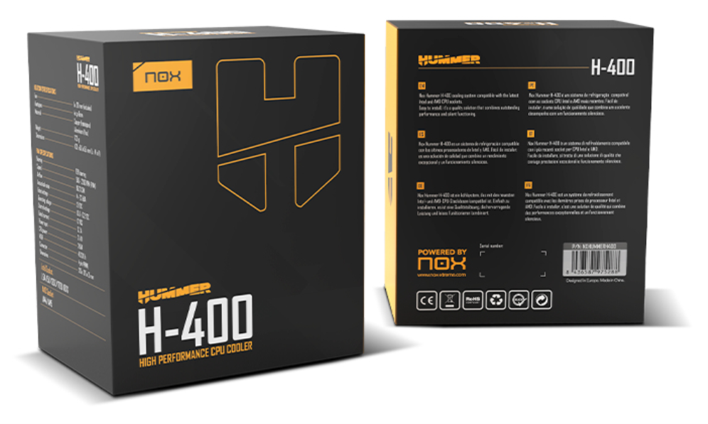 NOX REFRIGERACION HUMMER H-400 COOLER CPU ALTO RENDIMIENTO INTEL/AMD - detalle