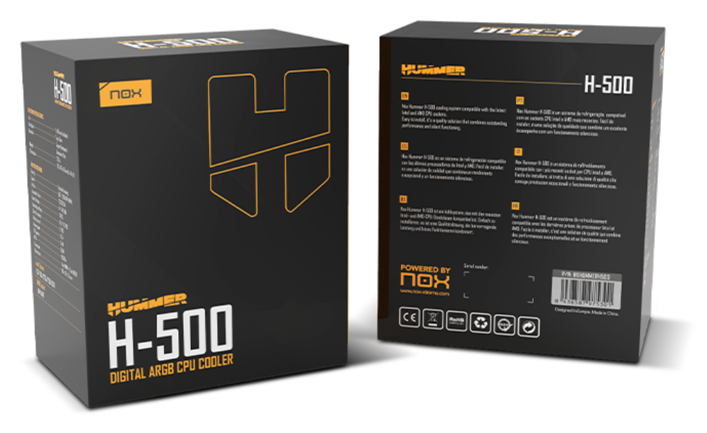 NOX REFRIGERACION HUMMER H-500 COOLER CPU ARGB DIGITAL INTEL/AMD - detalle