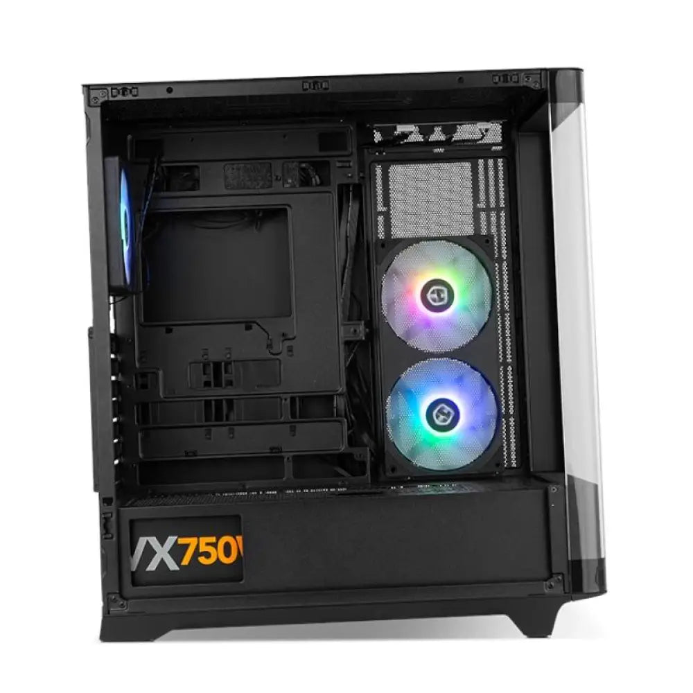 NOX Semitorre HUMMER ETHER Cristal Curvo Negro - detalle