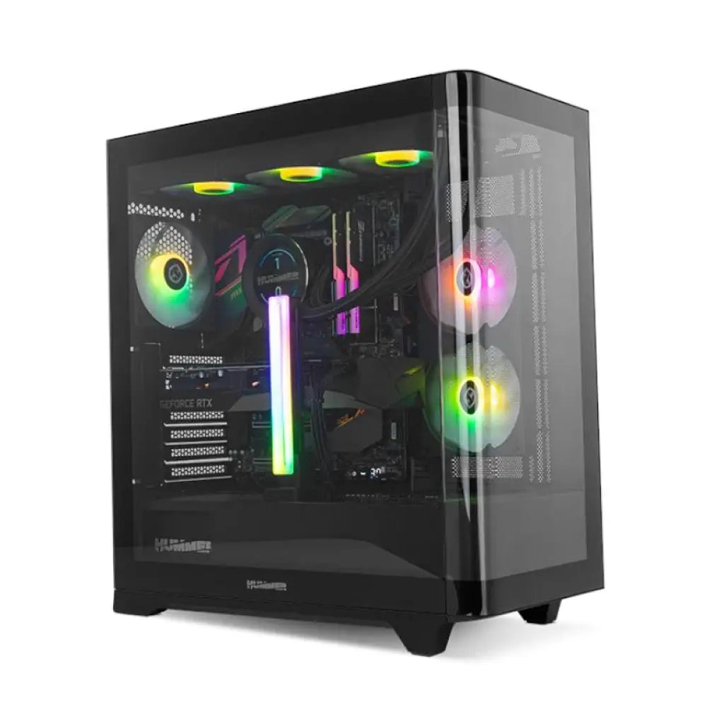 NOX Semitorre HUMMER ETHER Cristal Curvo Negro - detalle