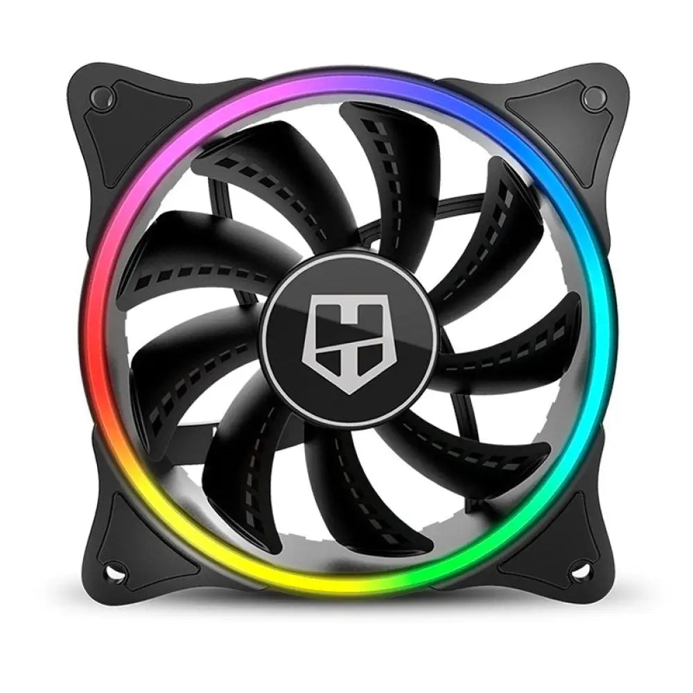 Ventilador de refrigeración gaming NOX X-FAN LED ARGB con luces RGB en un equipo de gaming.