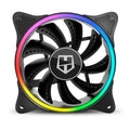Ventilador de refrigeración gaming NOX X-FAN LED ARGB con luces RGB en un equipo de gaming.