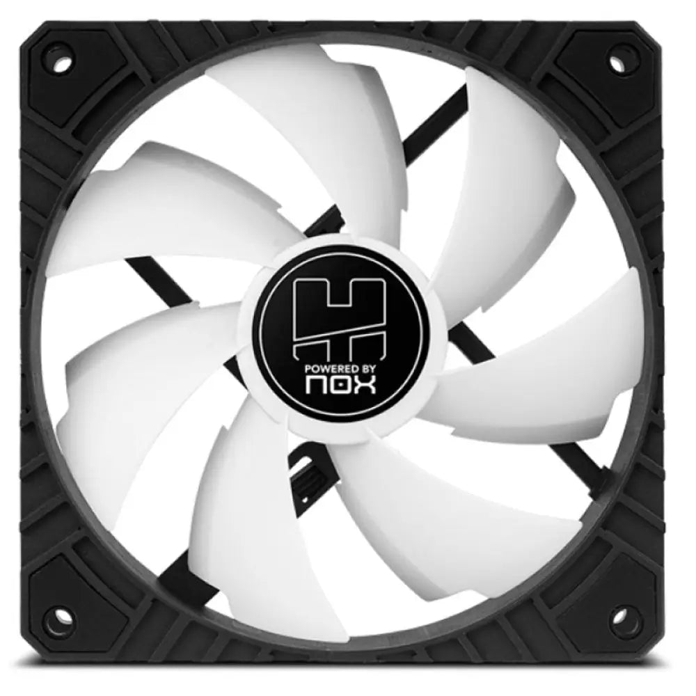 Ventilador NOX Hummer H-FAN PRO de 120 mm PWM para refrigeración de computadoras, con aspas negras y marco metálico.