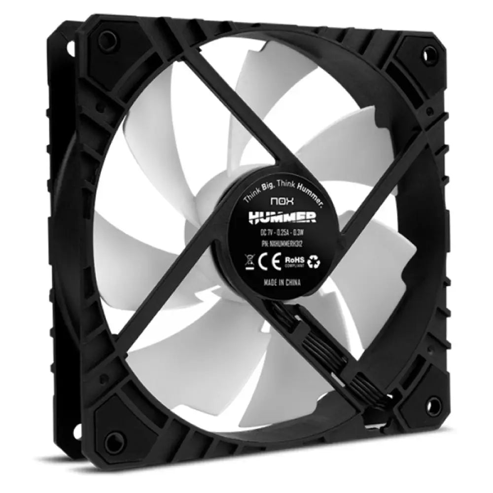 Ventilador NOX Hummer H-FAN PRO de 120 mm PWM para refrigeración de computadoras, con aspas negras y diseño eficiente