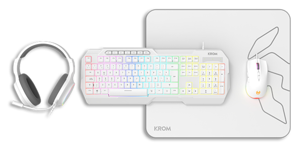 PACK KROM 4 EN 1 RGB KENYA GAMING COMBO BLANCO - detalle