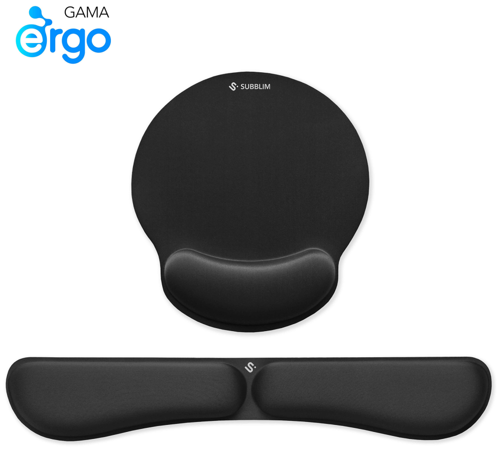PACK SUBBLIM ERGO MEMORYFLEX -REPOSAMUÑECAS TECLADO Y RATON NEGRO - detalle