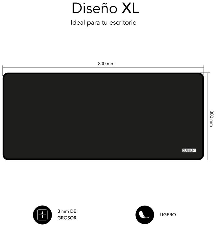 PACK SUBBLIM HARMONY MOUSEPAD XL + WIRELESS MOUSE BLACK - detalle