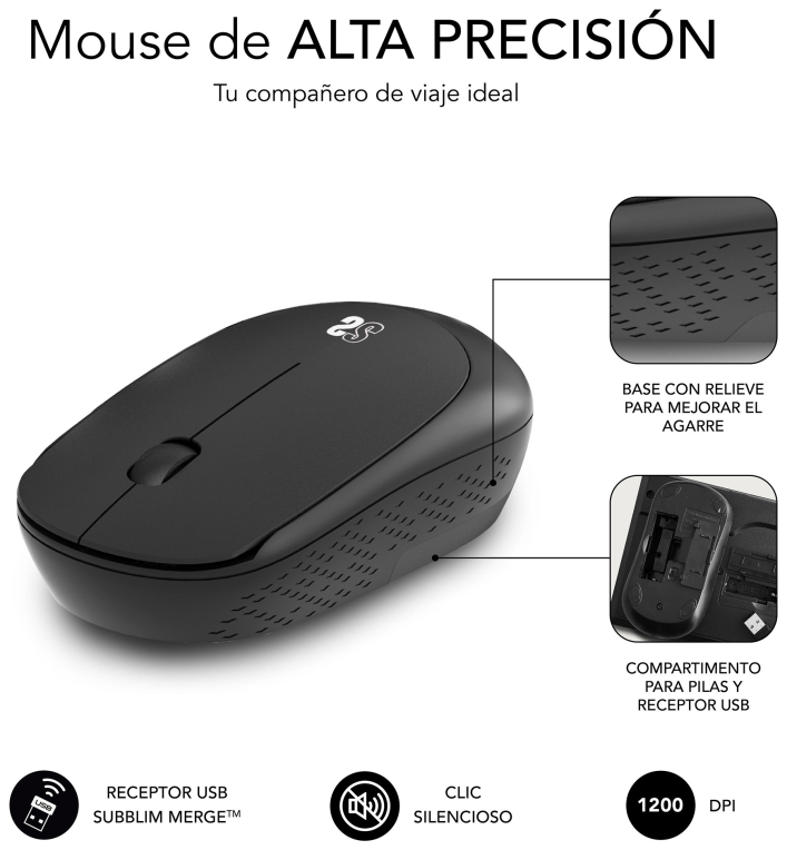 PACK SUBBLIM HARMONY MOUSEPAD XL + WIRELESS MOUSE BLACK - detalle