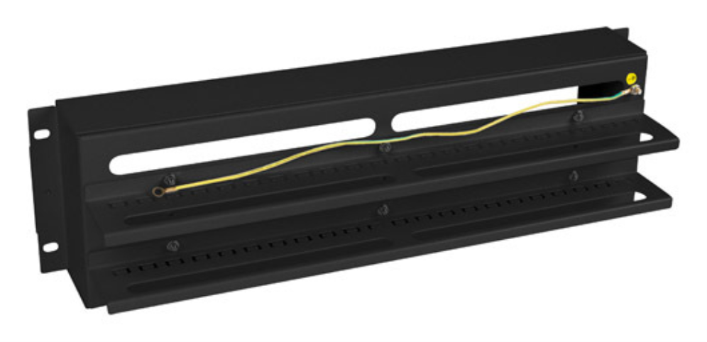 PANEL LANBERG DE DISTRIBUCION DE TENSION 19'' 3U CON RAIL DIN TS-35 NEGRO - detalle