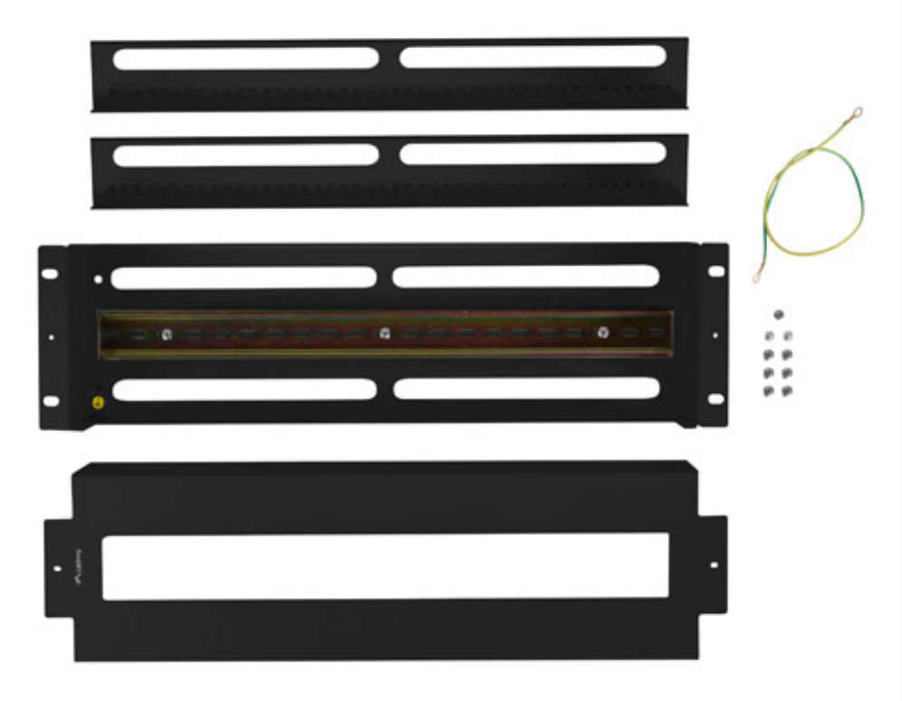 PANEL LANBERG DE DISTRIBUCION DE TENSION 19'' 3U CON RAIL DIN TS-35 NEGRO - detalle