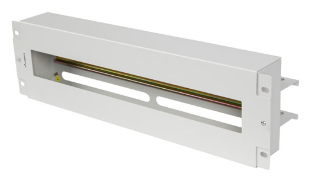 PANEL LANBERG DISTRIBUIDRO DE TENSION 19" 3U CON RAIL DIN TS-35 GRIS - detalle