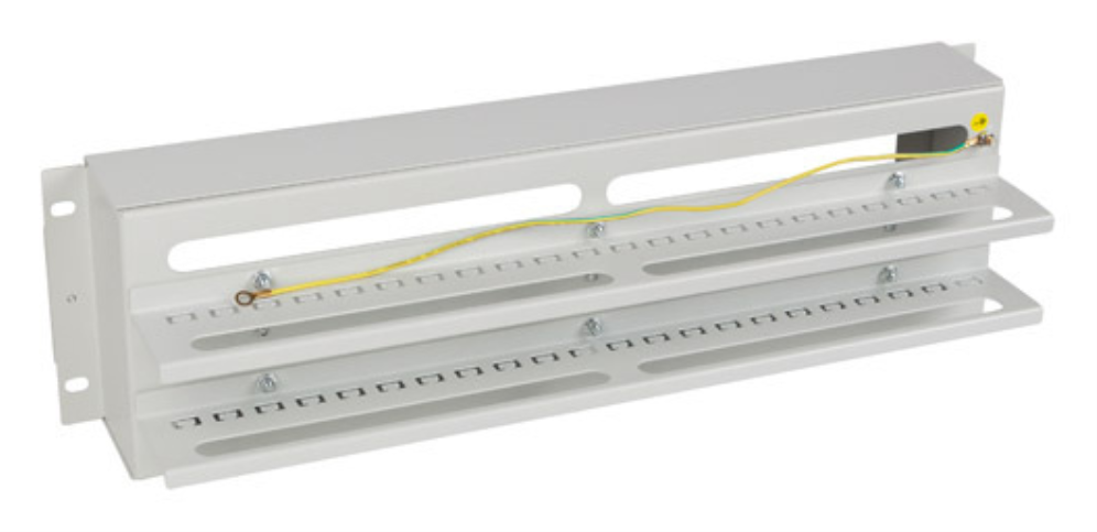 PANEL LANBERG DISTRIBUIDRO DE TENSION 19" 3U CON RAIL DIN TS-35 GRIS - detalle