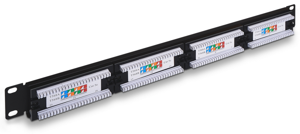 PANEL PARCHEO AISENS 24 PUERTOS RJ45 CAT.5E UTP 19 1U DUAL IDC NEGRO - detalle