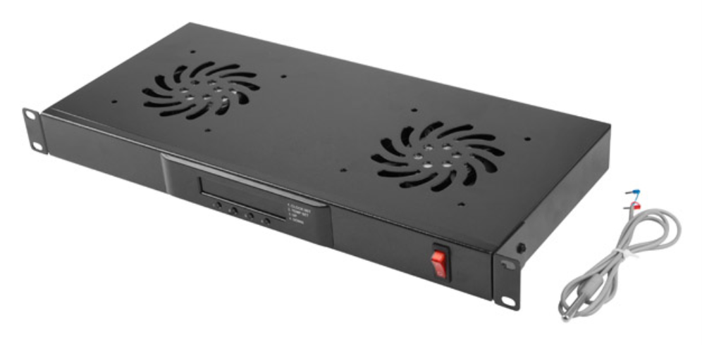 PANEL VENTILACION LANBERG LCD 2 VENTILADORES TERMOSTATO 230V 1U RACK 19 NEGRO - detalle