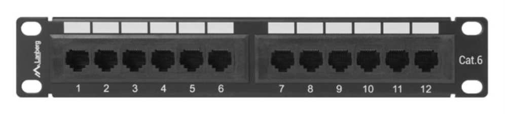 PATCH PANEL LANBERG 12 PUERTOS 1U 10" CAT.6 NEGRO - detalle