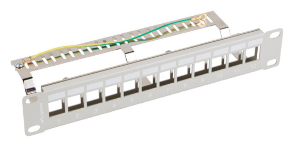 PATCH PANEL LANBERG 12 PUERTOS 1U RACK 10" FTP PARA MODULOS KEYSTONE GRIS - detalle
