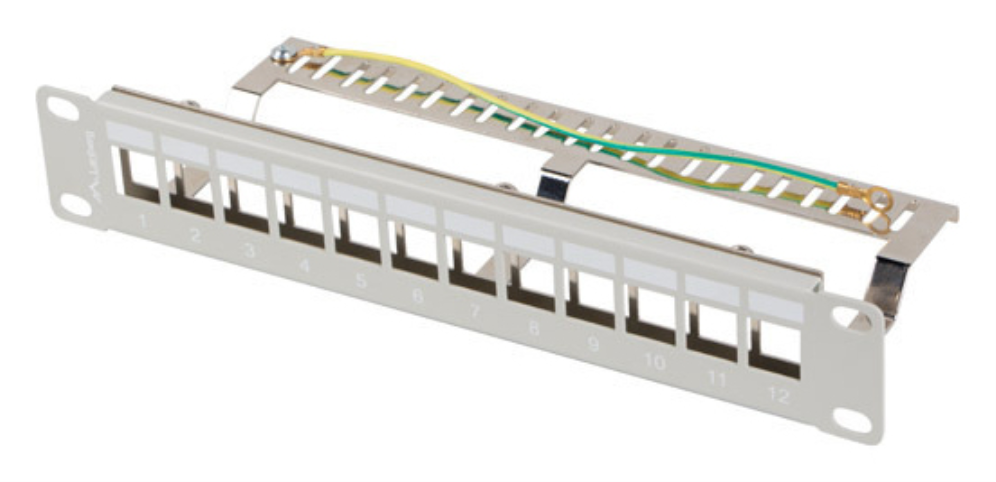 PATCH PANEL LANBERG 12 PUERTOS 1U RACK 10" FTP PARA MODULOS KEYSTONE GRIS