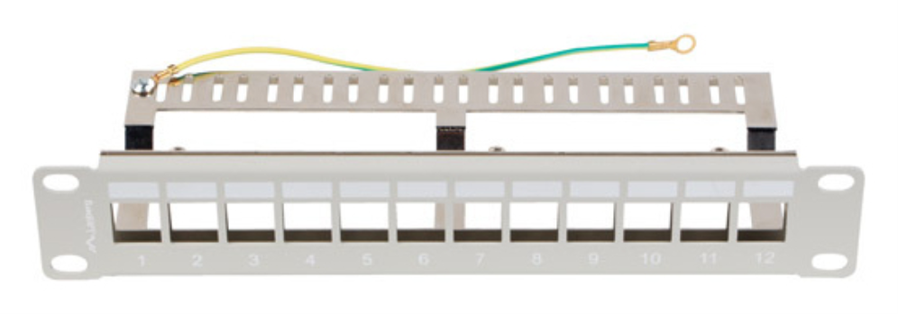 PATCH PANEL LANBERG 12 PUERTOS 1U RACK 10" FTP PARA MODULOS KEYSTONE GRIS - detalle