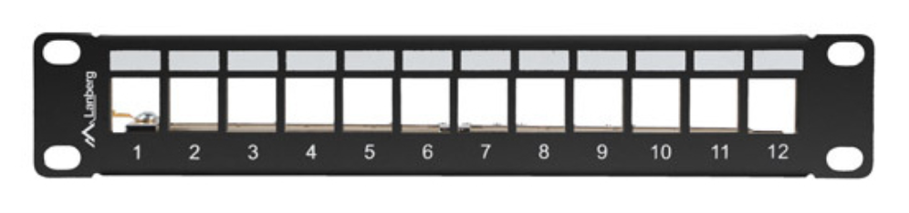 PATCH PANEL LANBERG 12 PUERTOS 1U RACK 10 FTP PARA MODULOS KEYSTONE NEGRO - detalle