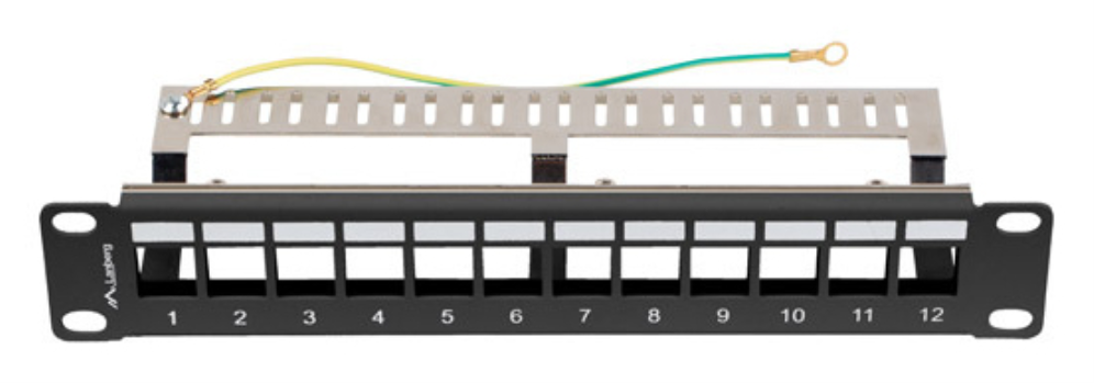 PATCH PANEL LANBERG 12 PUERTOS 1U RACK 10 FTP PARA MODULOS KEYSTONE NEGRO - detalle