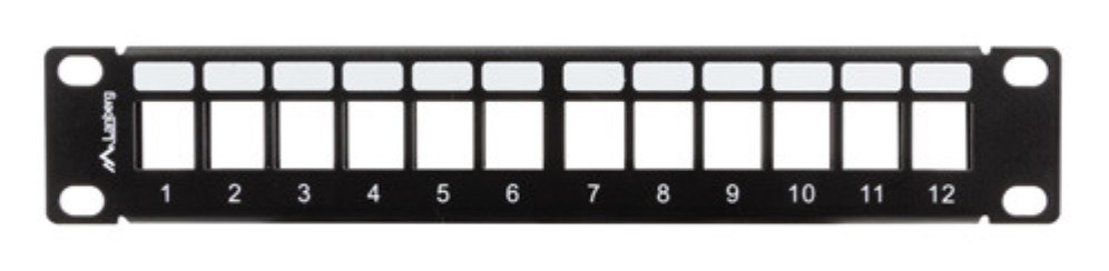 PATCH PANEL LANBERG 12 PUERTOS 1U RACK 19-ORGANIZADOR MODULOS KEYSTONE NEGRO - detalle