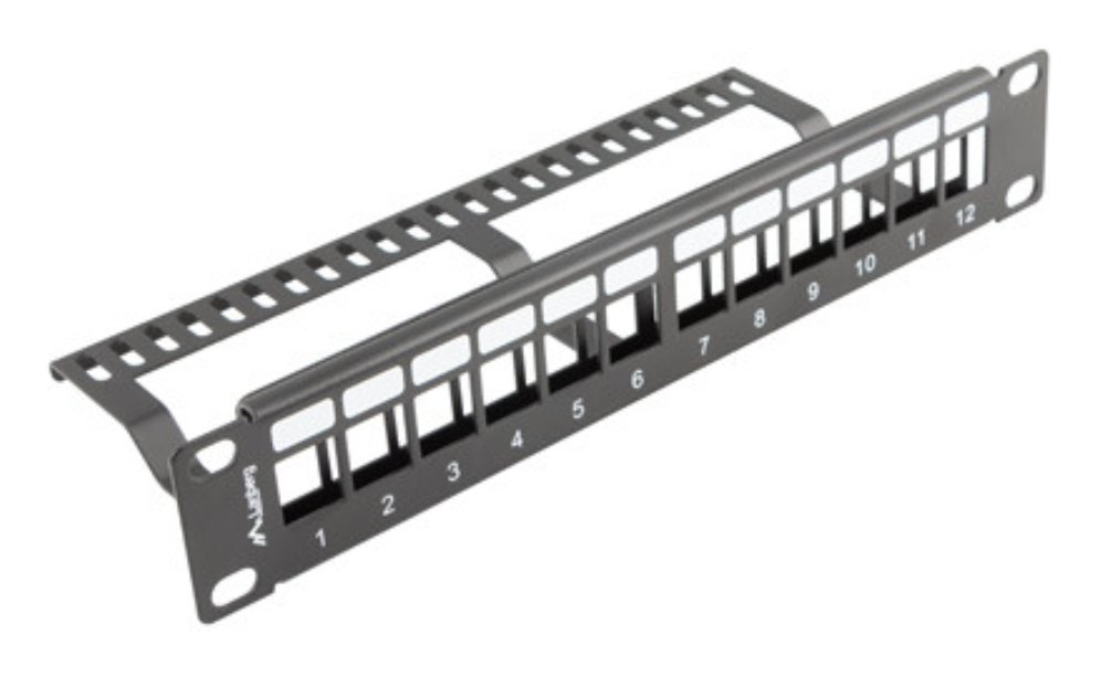PATCH PANEL LANBERG 12 PUERTOS 1U RACK 19-ORGANIZADOR MODULOS KEYSTONE NEGRO - detalle
