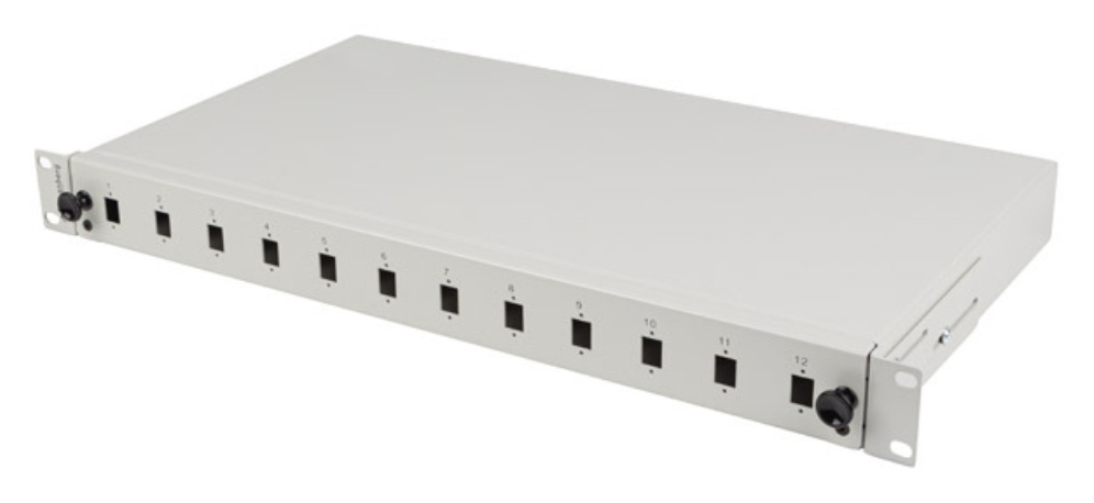 PATCH PANEL LANBERG 1U 19" FIBRA OPTICA 12 PTS SC SIMPLEX O 12 LC DUPLEX GR+ACC - detalle