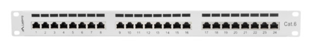 PATCH PANEL LANBERG 24 PUERTOS 1U 19" CAT.6 FTP GRIS - detalle