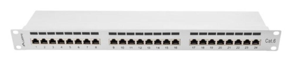 PATCH PANEL LANBERG 24 PUERTOS 1U 19" CAT.6 FTP GRIS - detalle