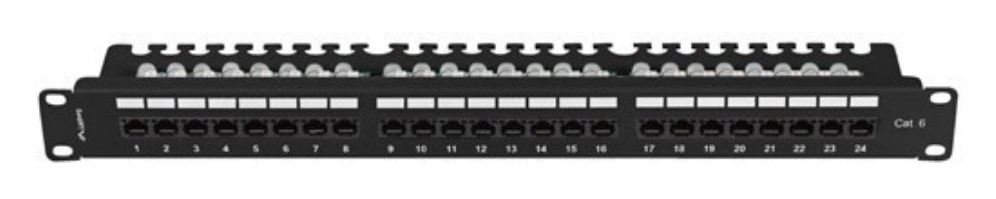 PATCH PANEL LANBERG 24 PUERTOS 1U 19" CAT.6 UTP CON ORGANIZADOR CABLES NEGRO - detalle