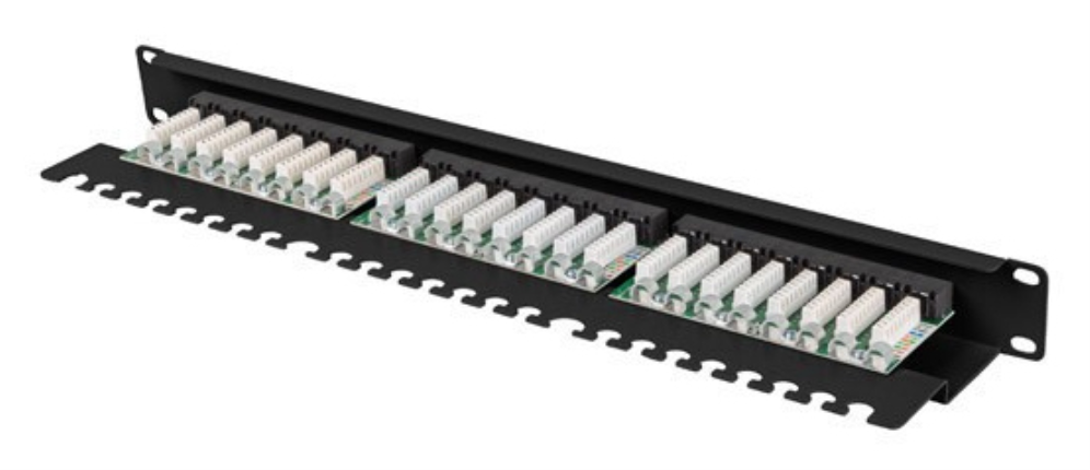 PATCH PANEL LANBERG 24 PUERTOS 1U 19" CAT.6 UTP CON ORGANIZADOR CABLES NEGRO - detalle