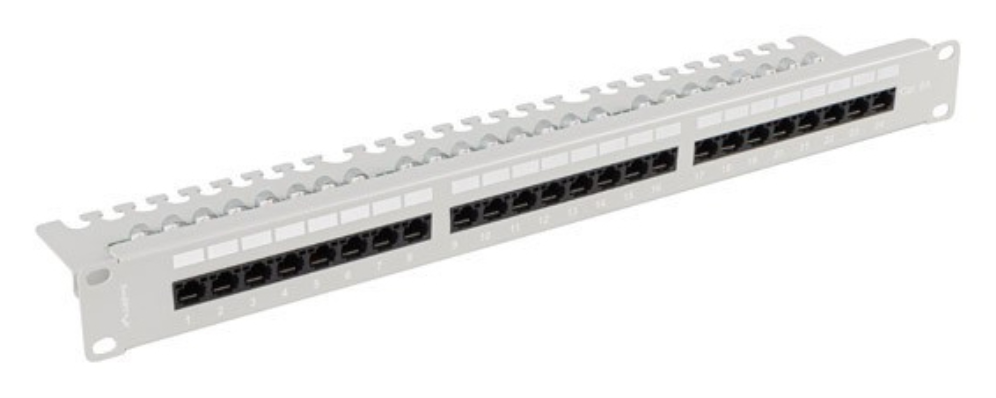 PATCH PANEL LANBERG 24 PUERTOS 1U 19" CAT.6A UTP CON ORGANIZADOR CABLES GRIS - detalle