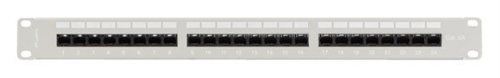PATCH PANEL LANBERG 24 PUERTOS 1U 19" CAT.6A UTP CON ORGANIZADOR CABLES GRIS - detalle