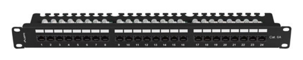 PATCH PANEL LANBERG 24 PUERTOS 1U 19" CAT.6A UTP CON ORGANIZADOR CABLES NEGRO - detalle