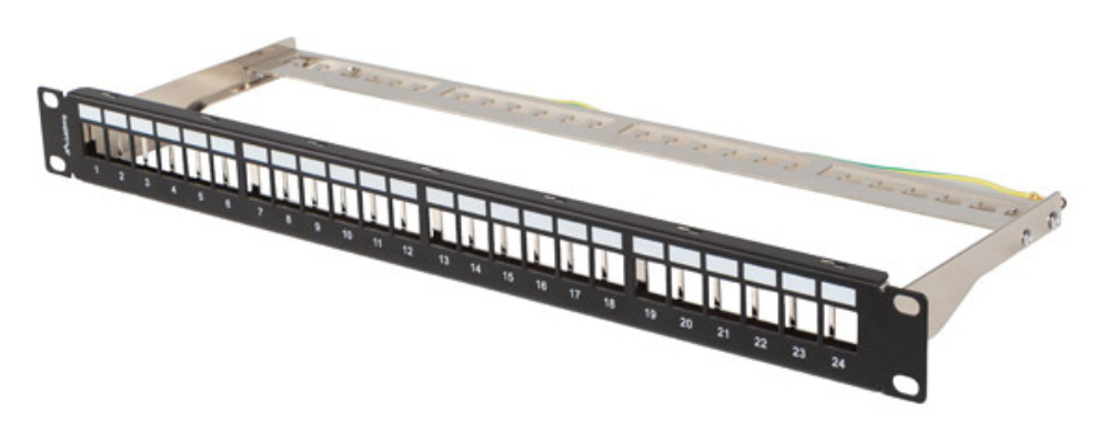PATCH PANEL LANBERG 24 PUERTOS 1U RACK 19" FTP PARA MODULOS KEYSTONE NEGRO
