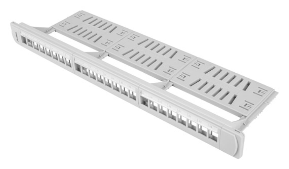 PATCH PANEL LANBERG 24 PUERTOS 1U RACK 19 ORGANIZADOR MODULOS KEYSTONE GRIS
