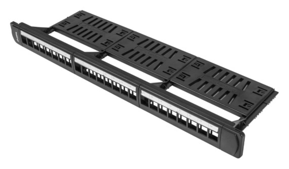 PATCH PANEL LANBERG 24 PUERTOS 1U RACK 19 ORGANIZADOR MODULOS KEYSTONE NEGRO