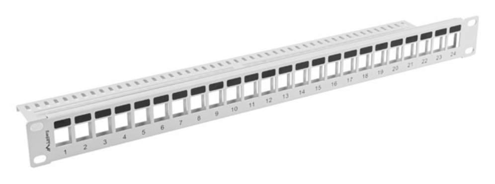 PATCH PANEL LANBERG 24 PUERTOS 1U RACK 19 PARA MODULOS KEYSTONE GRIS - detalle