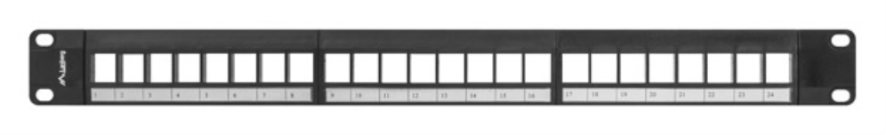 PATCH PANEL LANBERG 24 PUERTOS 1U RACK 19 PARA MODULOS KEYSTONE NEGRO - detalle