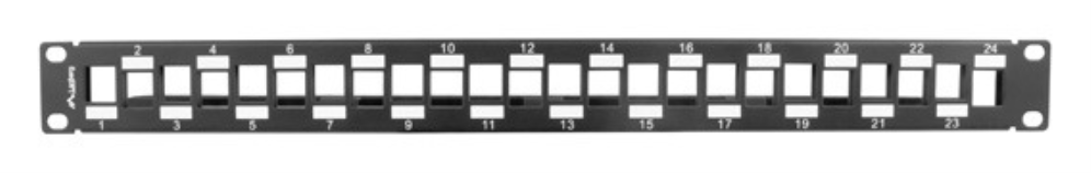 PATCH PANEL LANBERG 24PUERTOS 1U RACK 19 ESCALONADO ORGANIZADOR MOD KEYSTONE BK