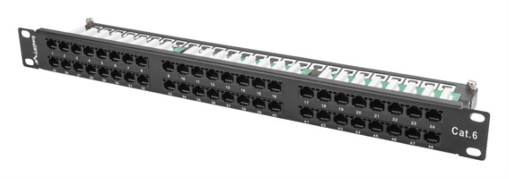 PATCH PANEL LANBERG 48 PUERTOS 1U 19” CAT.6 NEGRO - detalle