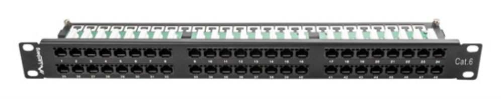 PATCH PANEL LANBERG 48 PUERTOS 1U 19” CAT.6 NEGRO