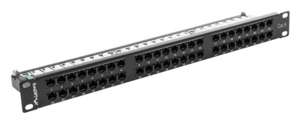 PATCH PANEL LANBERG 48 PUERTOS 1U 19” CAT.6 NEGRO - detalle