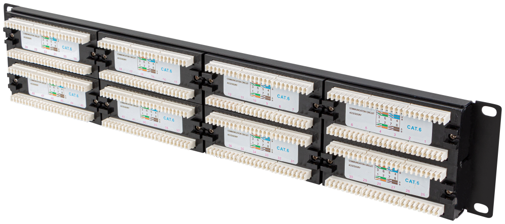PATCH PANEL LANBERG 48 PUERTOS 2U 19” CAT.6 NEGRO - detalle