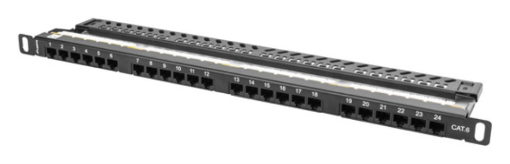 PATCH PANEL LANBERG CAT.6 UTP 24 PUERTOS 0.5U RACK 19 NEGRO - detalle